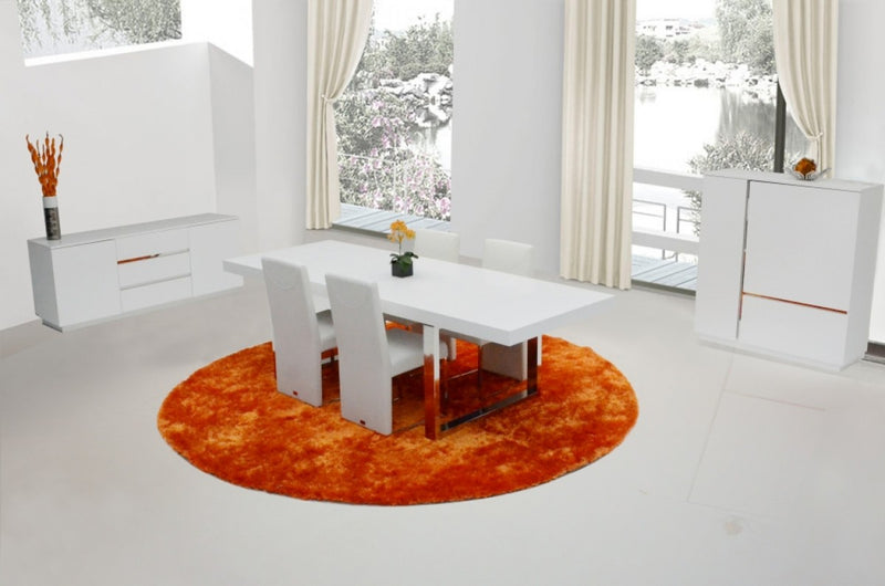 A&X Skyline White Crocodile Extendable Dining Table