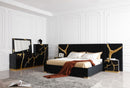 Modrest Aspen - Eastern King Glam Black Velvet & Gold Bed