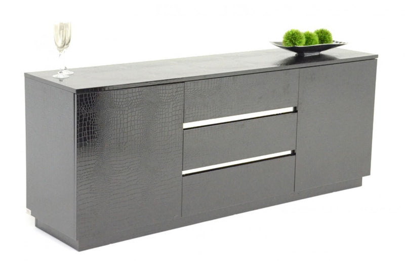 A&X Skyline Modern Black Crocodile Lacquer Buffet