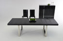 A&X Skyline - Modern Black Crocodile Lacquer Extendable Dining Table