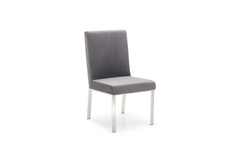 Modrest Reba Modern Grey Velvet & Stainless Steel Dining Chair (Set of 2)
