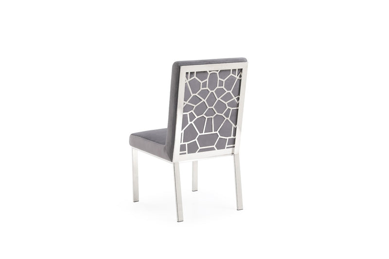 Modrest Reba Modern Grey Velvet & Stainless Steel Dining Chair (Set of 2)