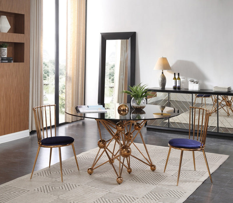 Brenna - Modern Blue & Gold Dining Chair (Set of 2)