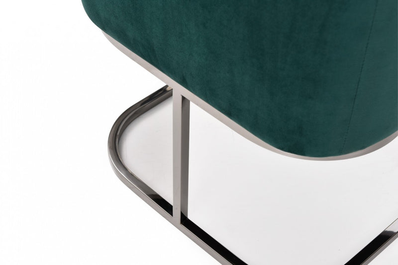 Modrest Yukon Modern Green Velvet & Black Gun Dining Chair