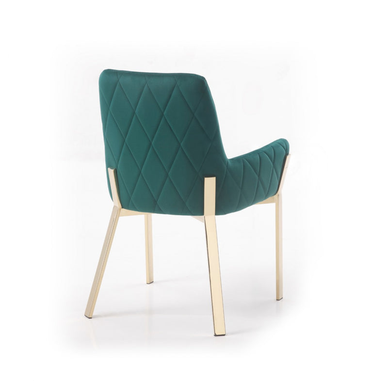 Modrest Robin Modern Green Velvet & Gold Dining Chair