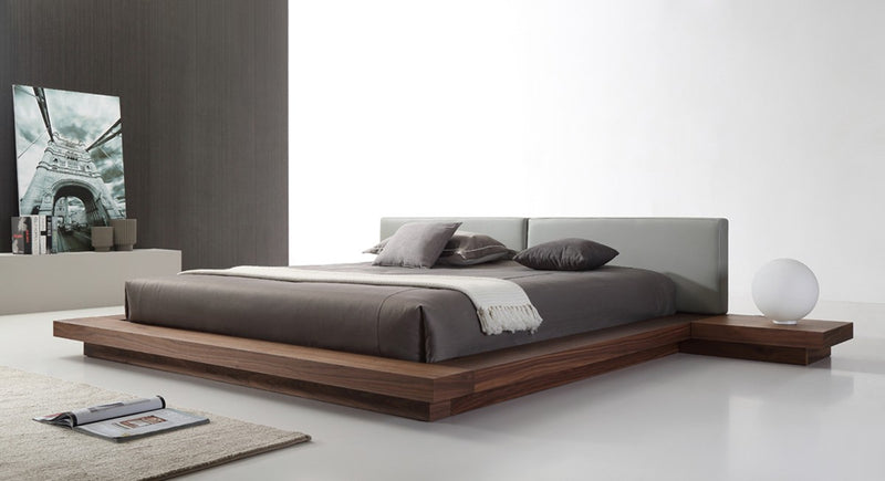 Modrest Opal Modern Walnut & Grey Platform Bed