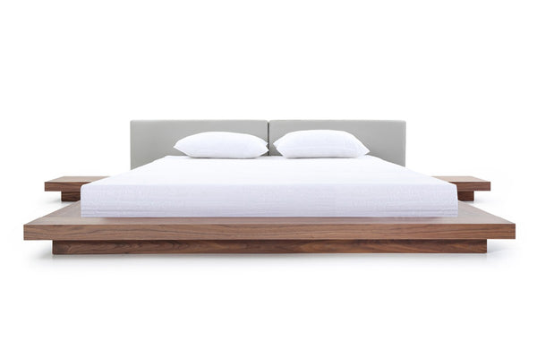 Modrest Opal Modern Walnut & Grey Platform Bed