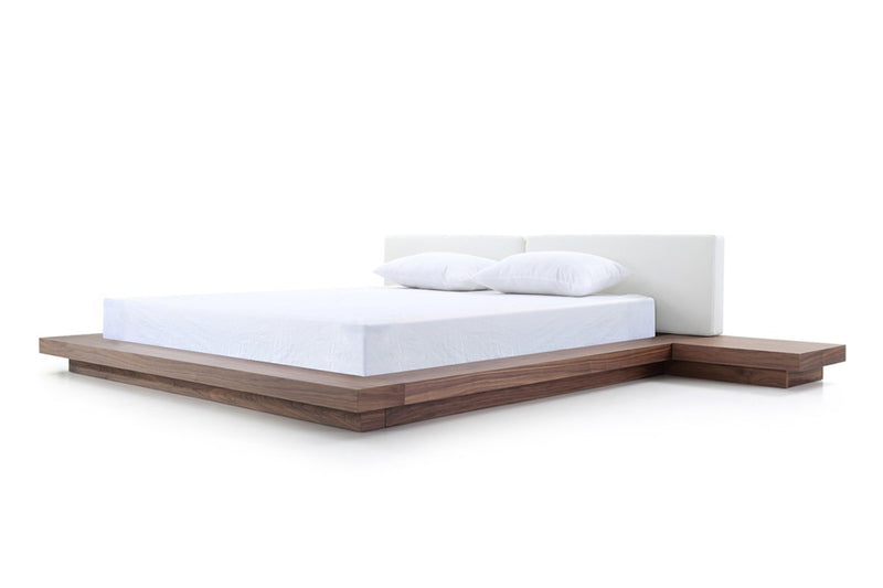 Modrest Opal Modern Walnut & White Platform Bed