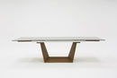 Modrest Babia Modern Smoked Glass & Walnut Extendable Dining Table