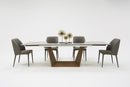 Modrest Babia Modern Smoked Glass & Walnut Extendable Dining Table