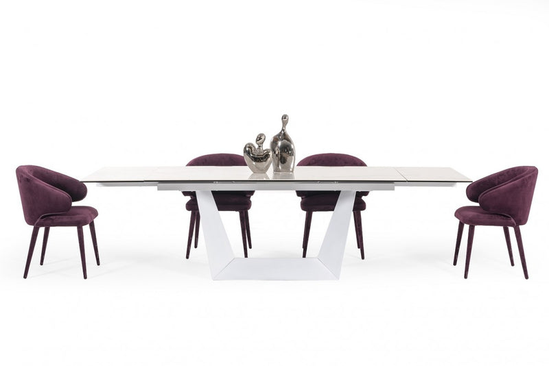 Modrest Baldwin - Modern White Ceramic Extendable Dining Table