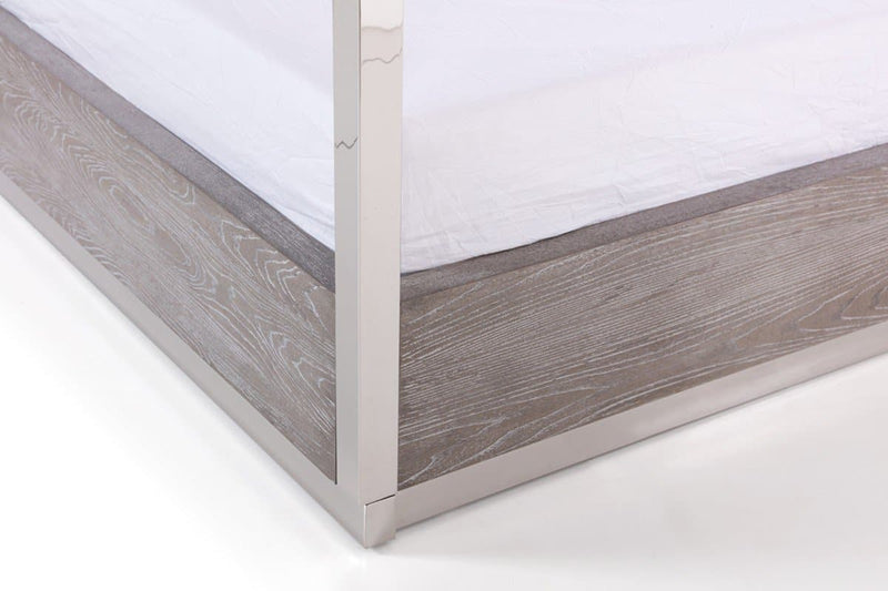 Modrest Arlene Modern Grey Elm & Stainless Steel Bedroom Set