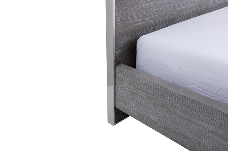 Modrest Charlene Modern Grey Elm & Stainless Steel Bed