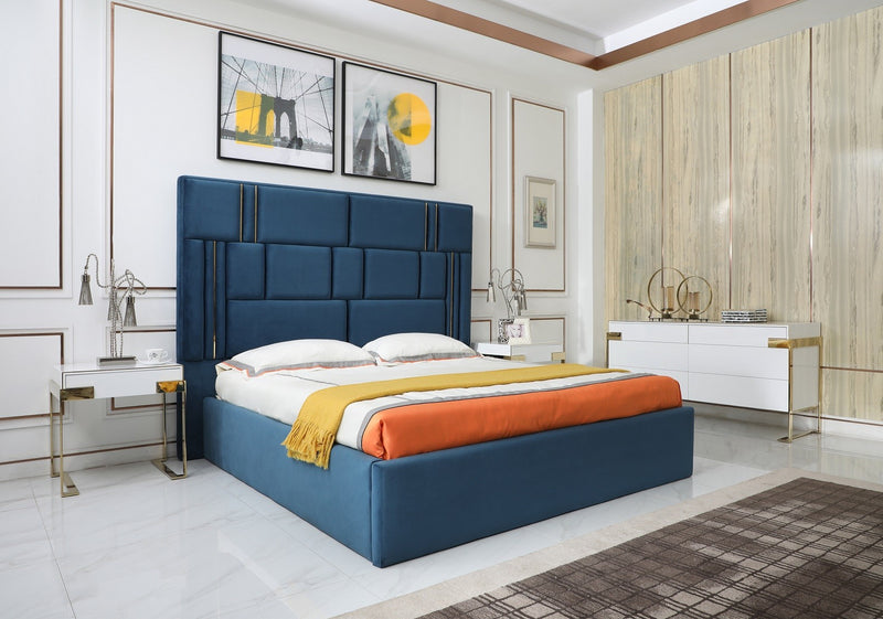 Modrest Adonis Blue Fabric Bed