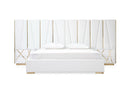 Modrest Nixa Modern White Bonded Leather & Gold Bed
