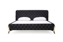 Modrest Legend Modern Black Velvet & Gold Bed