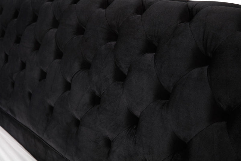 Modrest Legend Modern Black Velvet & Gold Bed