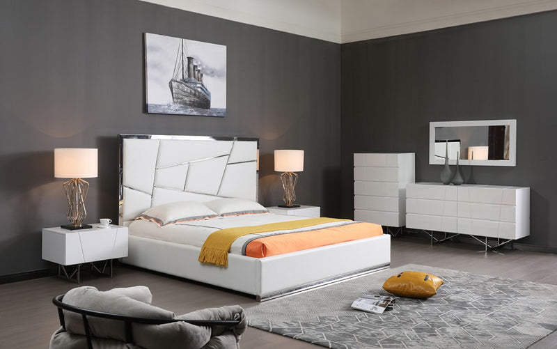 Modrest Chrysler Modern White Bonded Leather Bed