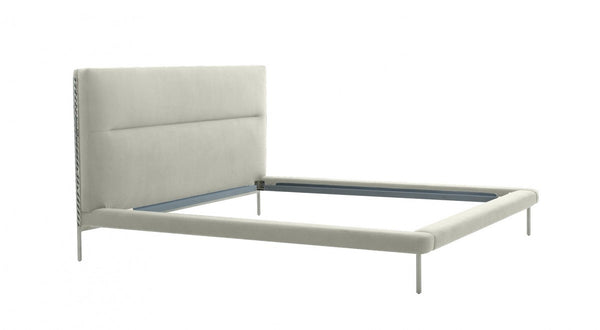 Modrest Bergeron - Contemporary Cream Woven Fabric Bed  by Hollywood Glam