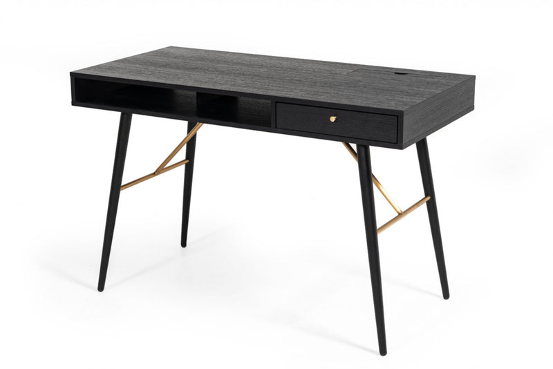 Modrest Billy Modern Black Oak & Gold Desk