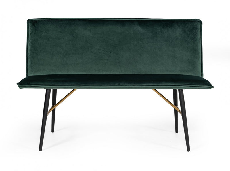 Modrest Billy Modern Green Velvet Dining Bench