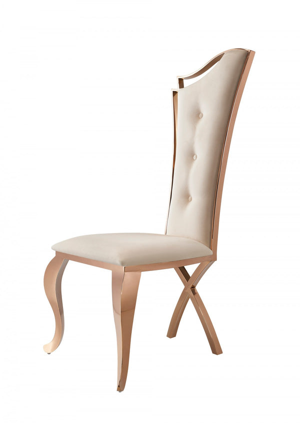 Modrest Bonnie - Beige Velvet & Rose Gold Dining Chair (Set of 2)