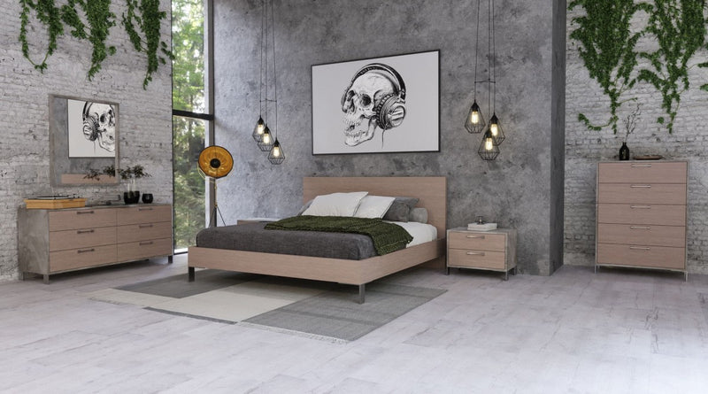 Nova Domus Boston - Modern Light Oak & Brushed Stainless Steel Bed