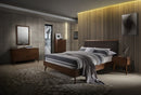 Modrest Marshall Mid-Century Modern Brown Fabric & Walnut Bed