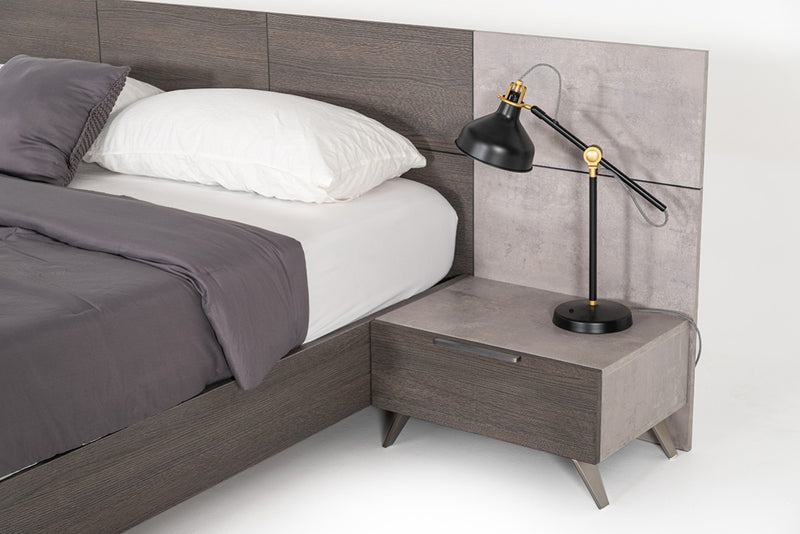 Nova Domus Bronx Italian Modern Faux Concrete & Grey Bed