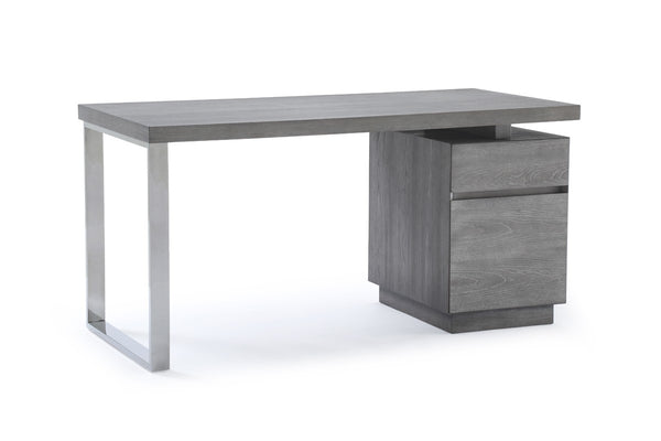 Modrest Carson Modern Grey Elm & Stainless Steel Desk