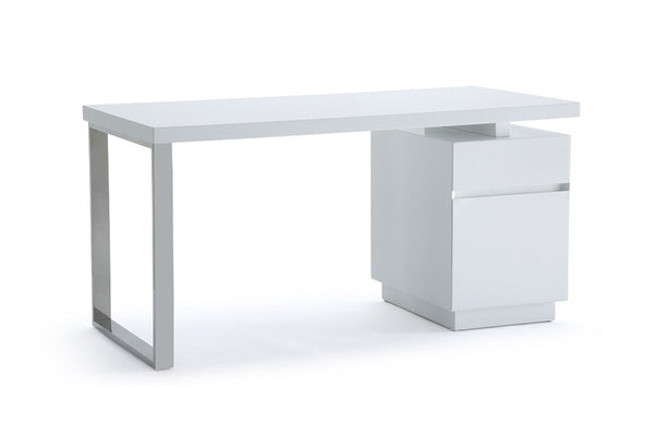 Modrest Carson Modern White & Stainless Steel Desk