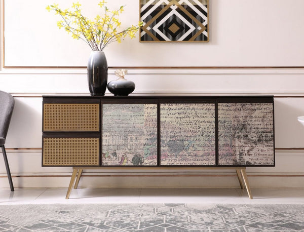 Modrest Phelan - Modern Smoked Ash & Brass Buffet