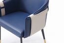 Modrest Calder - Blue & Beige Bonded Leather Dining Chair