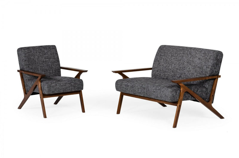 Modrest Candea - Mid-Century Walnut and Grey Loveseat
