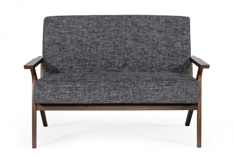 Modrest Candea - Mid-Century Walnut and Grey Loveseat