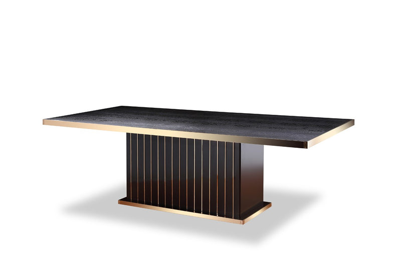 A&X Talin Modern Black Crocodile & Rosegold Dining Table  by Hollywood Glam