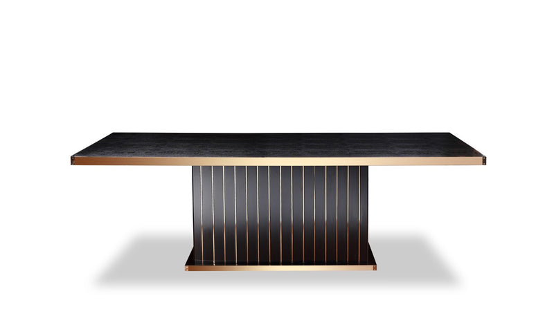 A&X Talin Modern Black Crocodile & Rosegold Dining Table  by Hollywood Glam