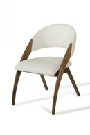 Modrest Lucas Modern Cream & Walnut Dining Chair