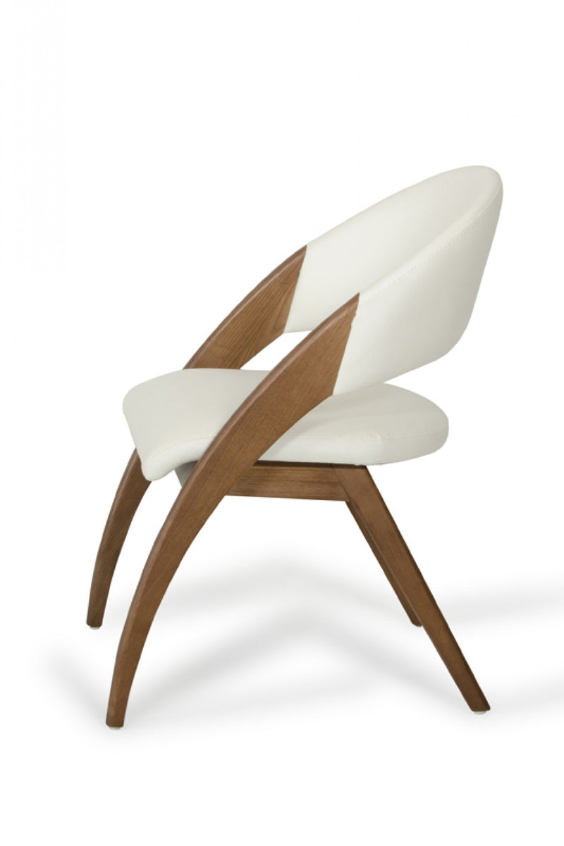 Modrest Lucas Modern Cream & Walnut Dining Chair