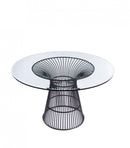 Modrest Chandler - Modern Round Glass & Black Stainless Steel Dining Table