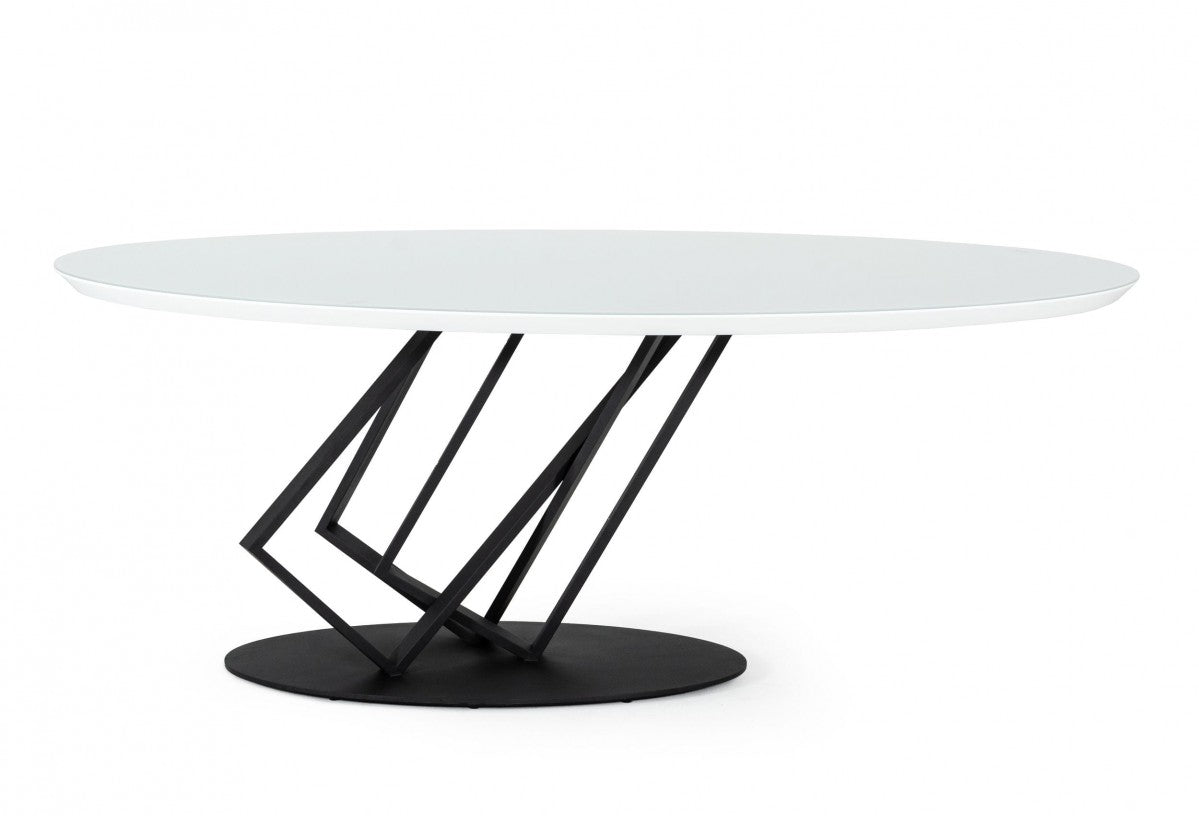 Modrest Corbett - Modern High Gloss White w/ Frosted Glass Dining Table