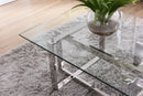 Modrest Valiant Modern Glass & Stainless Steel Coffee Table  by Hollywood Glam