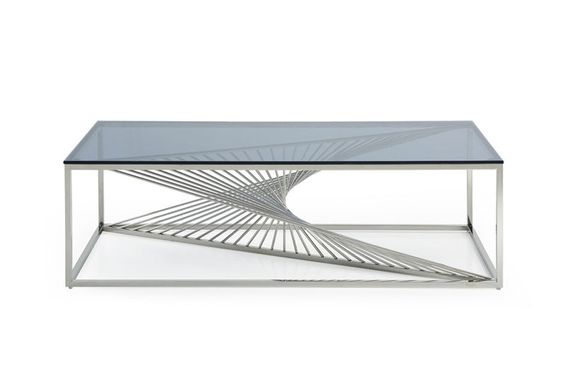 Modrest Trinity Modern Glass & Stainless Steel Coffee Table