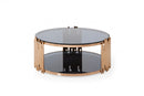 Modrest Bryce Modern Smoked Glass & Rosegold Round Coffee Table