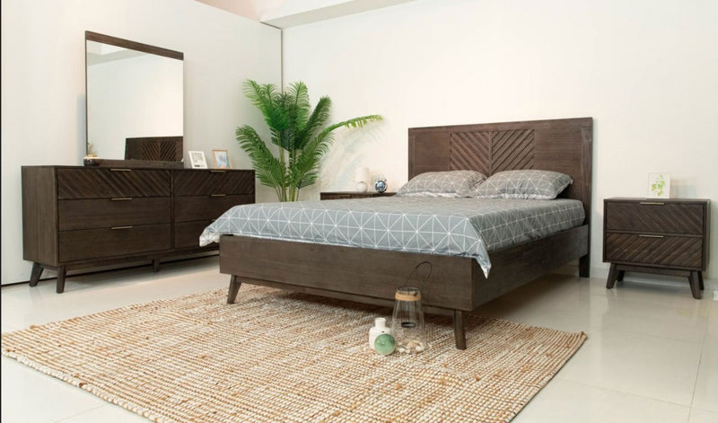 Modrest Daisy Mid-Century Dark Acacia Bed