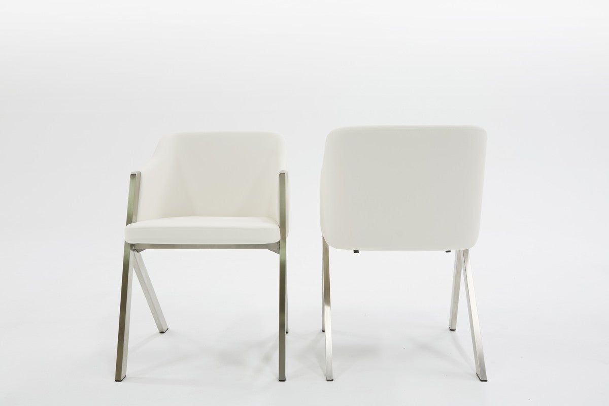 Modrest Darcy Modern White Leatherette Dining Chair (Set of 2)