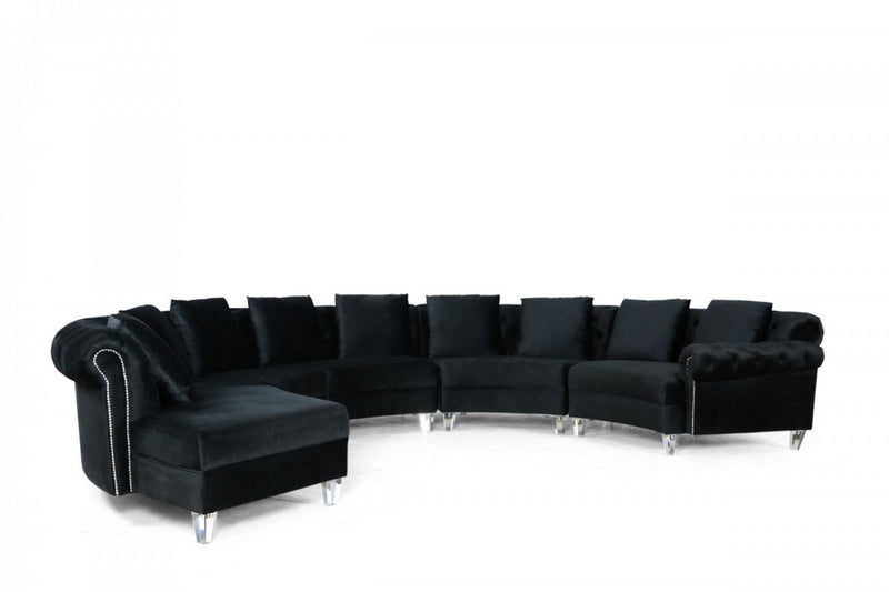 Divani Casa Darla - Modern Velvet Curved Sectional Sofa