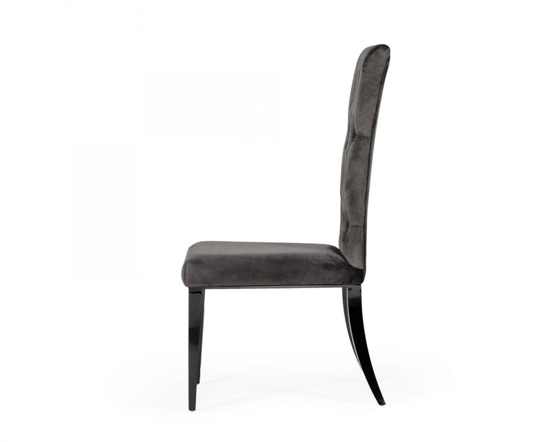 Modrest Darley - Modern Grey Velvet Dining Chair Set of 2