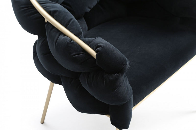 Modrest Debra - Modern Black Velvet Champagne Gold Dining Chair