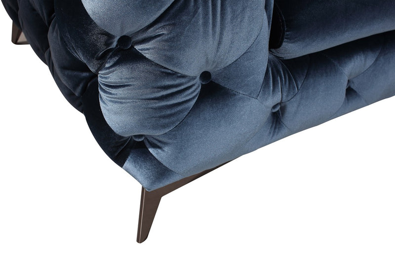 Divani Casa Delilah Modern Blue Fabric Sofa